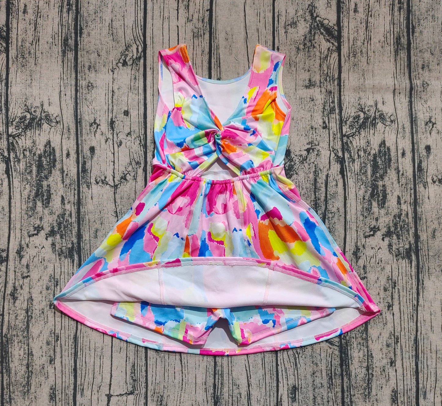 GSD2629 Baby Girls Sleeveless Watercolor Camo Yoga Short Knee Length Dresses D 5.27