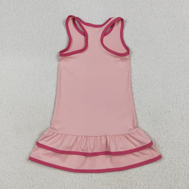 GSD0630 Baby Girls Pink Sleeveless Ruffle Yoga Knee Length Dresses D 7.12