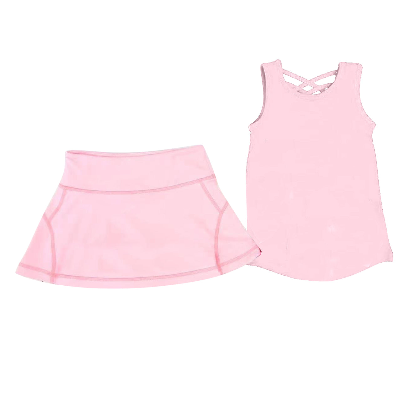 presale GSD2652 Baby Girls Pink Sleeveless Vests Top Skirts Yoga Set D 5.30