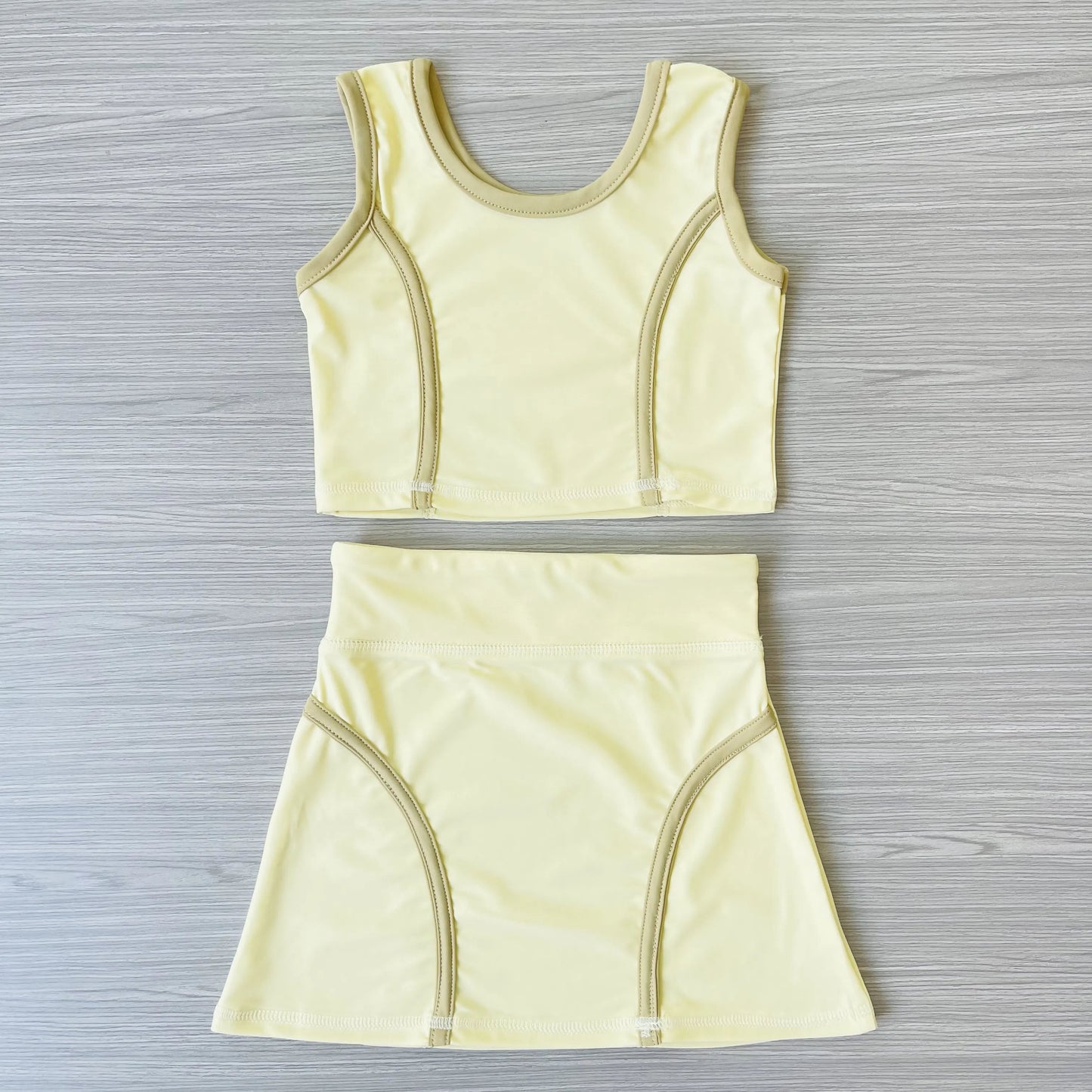 presale GSD2672 Baby Girls Sleeveless Yellow Vest Top Skirts Yoga Set D 6.2
