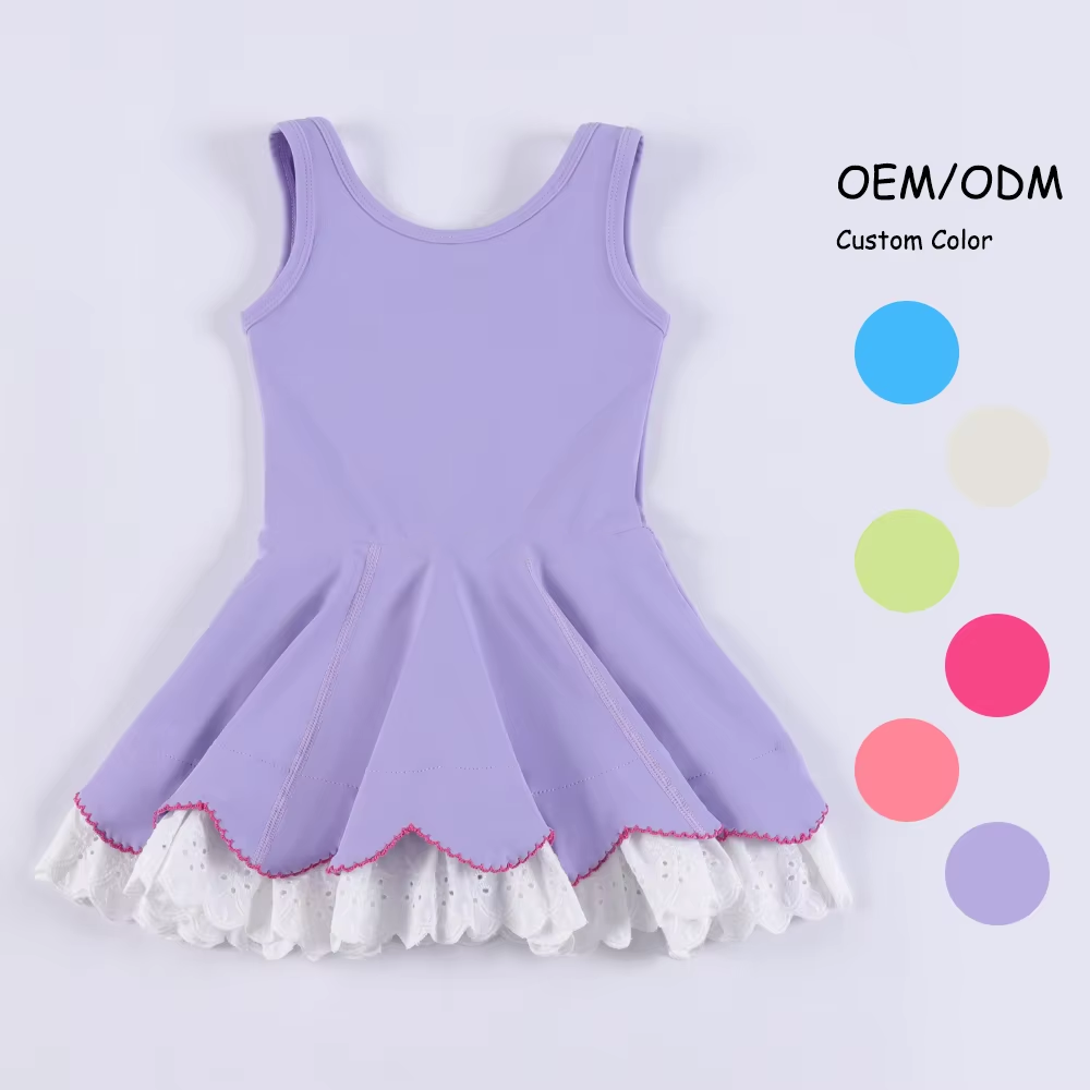 presale GSD2685 Baby Girls Lavender Sleeveless Lace Ruffle Knee Length Dresses D 6.4