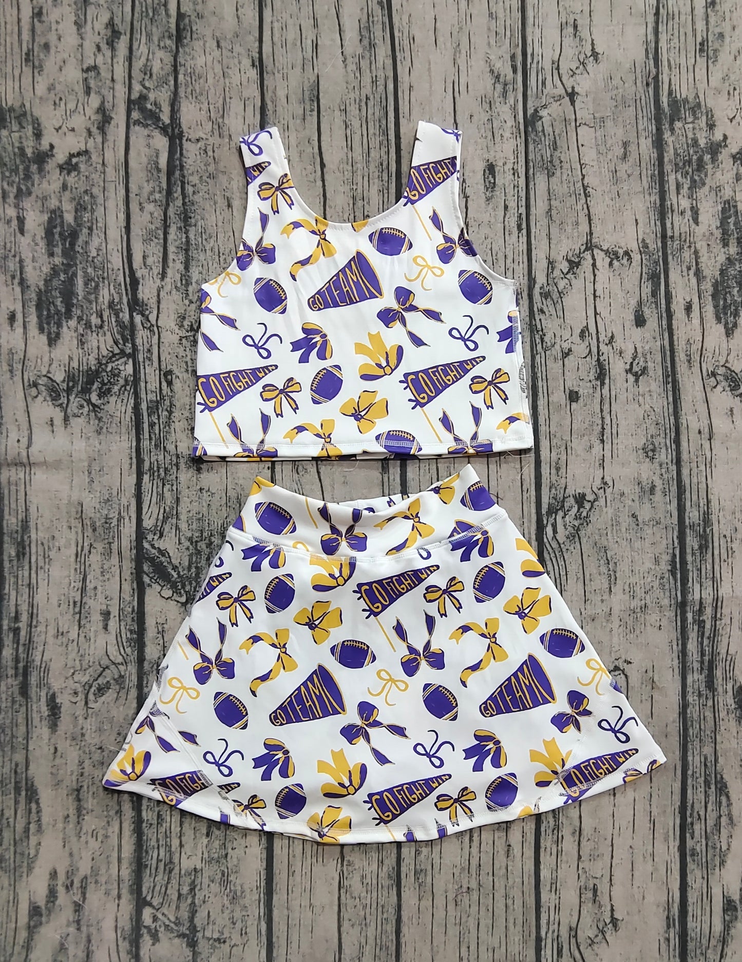GSD2690 Baby Girls Team Purple Footballs Vest Top Short Skirts Yoga Set D 8.6