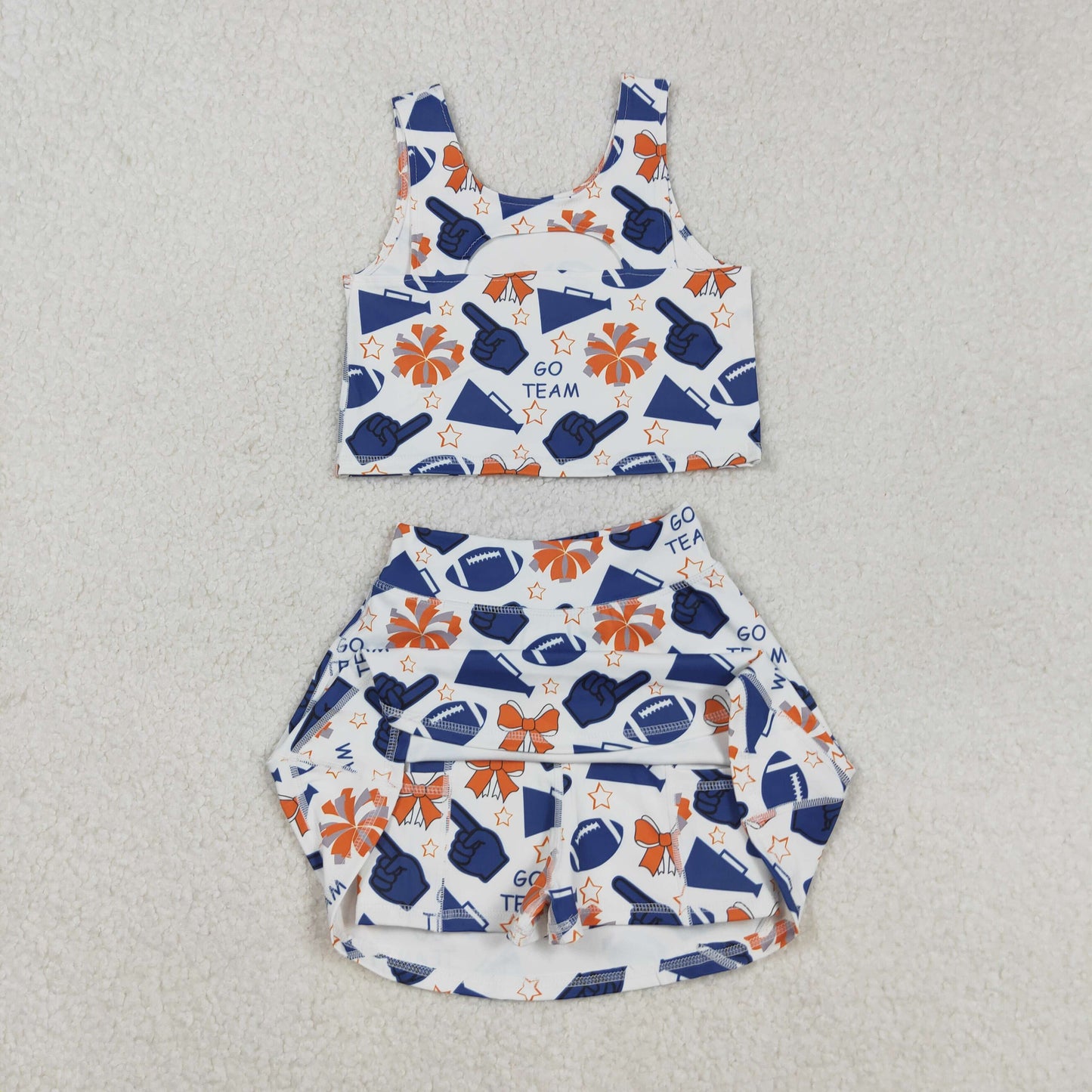GSD2694 Baby Girls Team Navy Footballs H Vest Top Short Skirts Yoga Set D 8.5