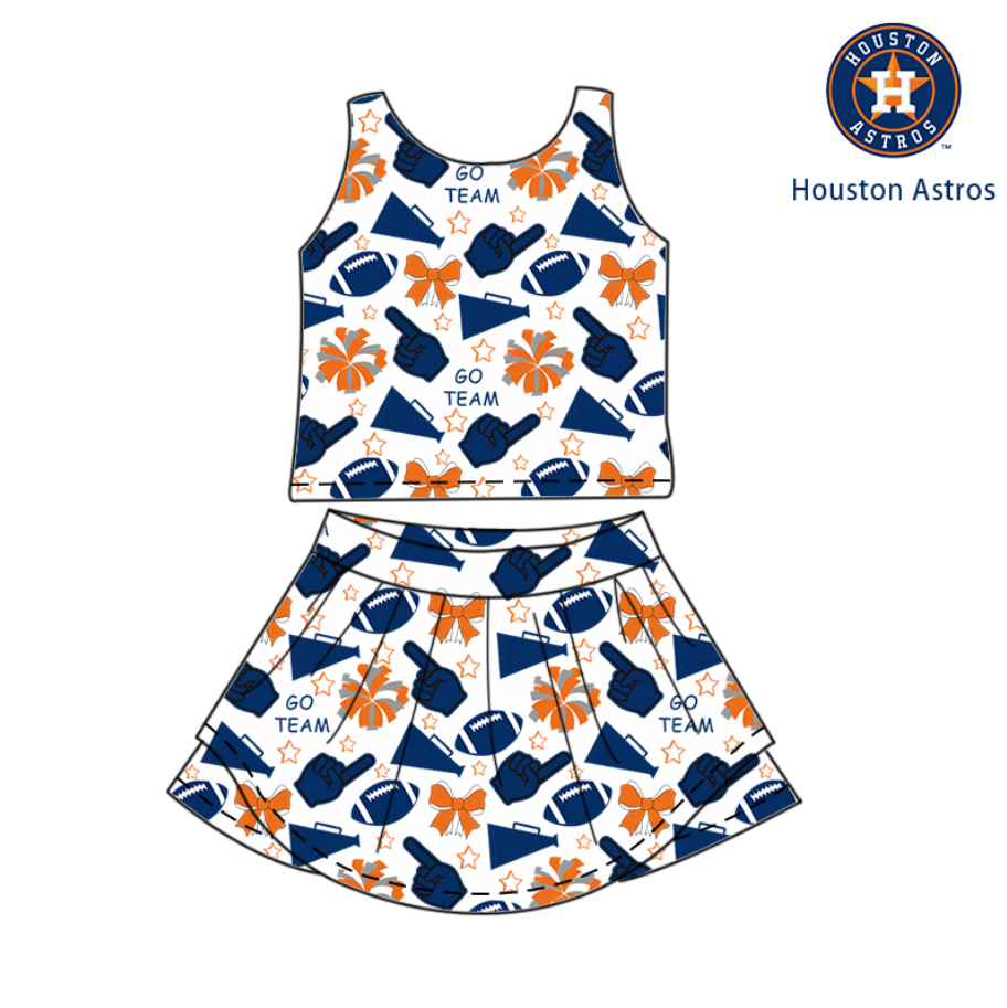 GSD2694 Baby Girls Team Navy Footballs H Vest Top Short Skirts Yoga Set D 8.5