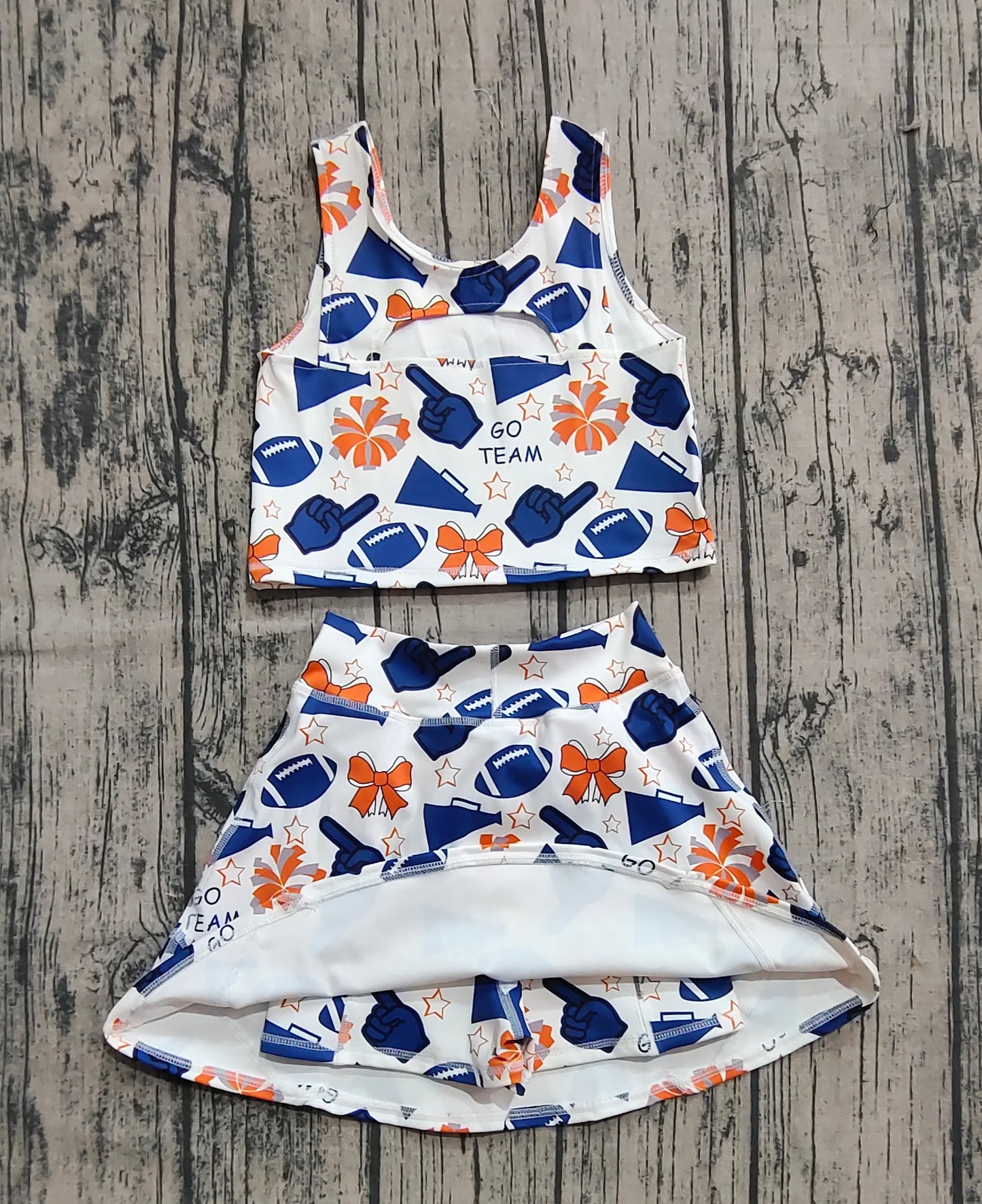 GSD2694 Baby Girls Team Navy Footballs H Vest Top Short Skirts Yoga Set D 8.5