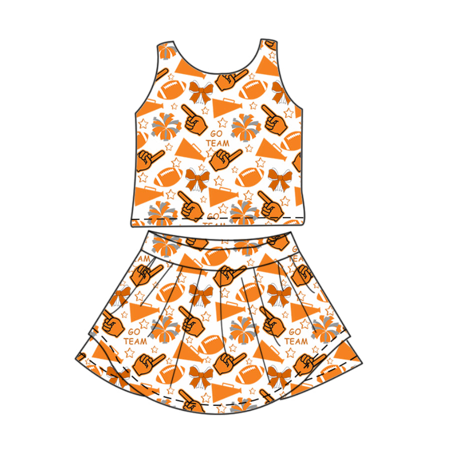 GSD2695 Baby Girls Team Yellow Footballs T Vest Top Short Skirts Yoga Set D 8.5