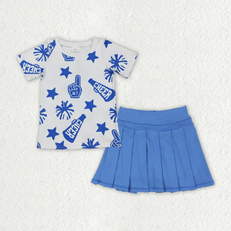 Sibling Baby Girls 4 colors Cheer Top Yoga Pleated Skirts Team Clothes Sets D 7.19