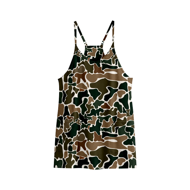 GSD2721 Baby Girls Strap Dark Brown Camo Pockets Yoga Dresses D 903
