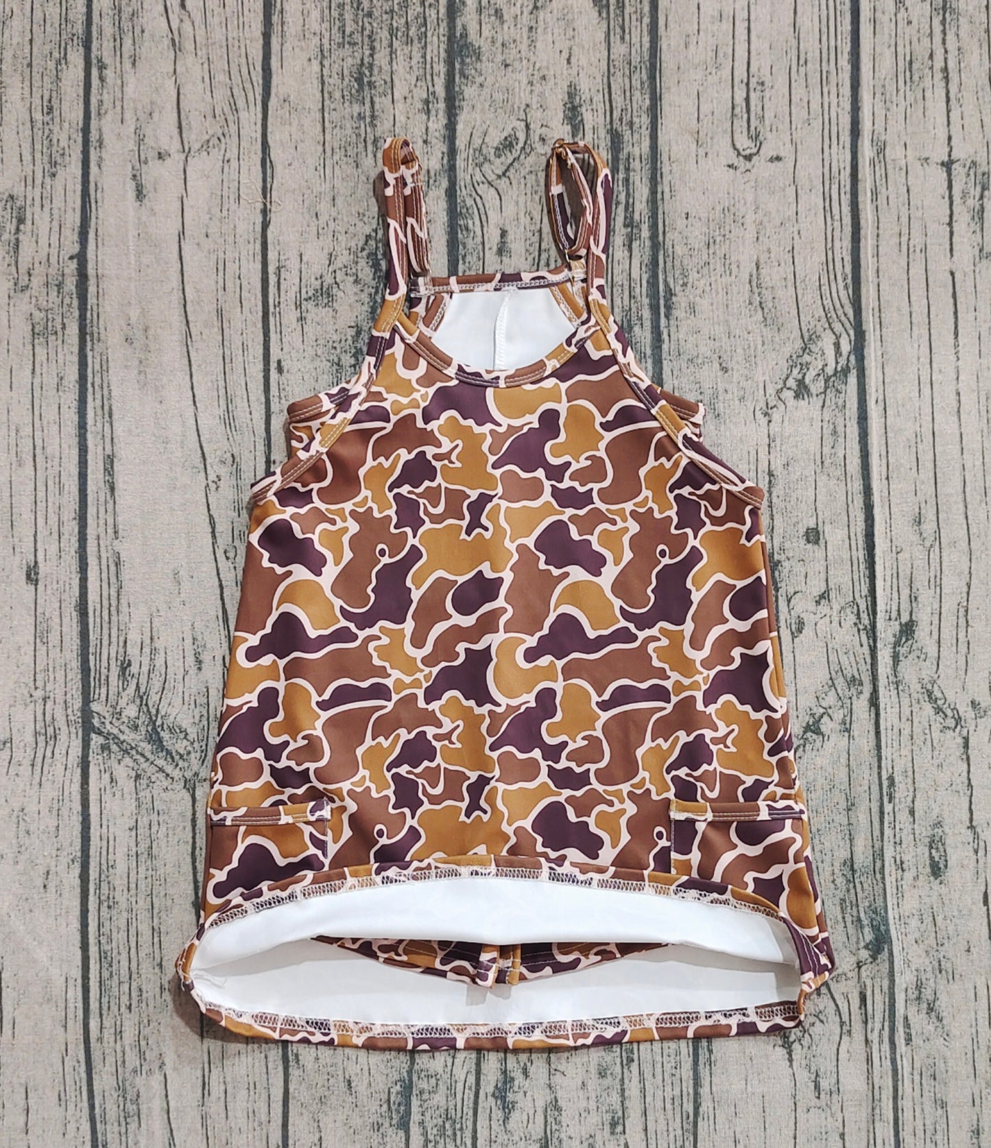GSD2722 Baby Girls Strap Brown Camo Pockets Yoga Dresses D 822