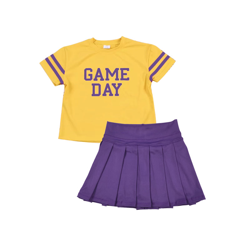 GSD2740 Baby Girls Yellow Game Day Top Purple Skorts Team Yoga Set D 829