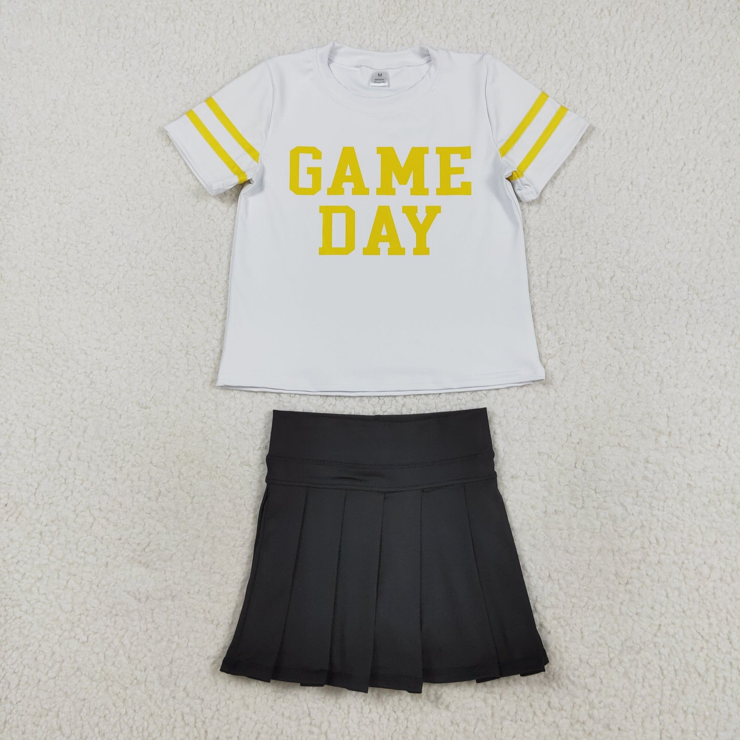 GSD2760 Baby Girls Vinyl Yellow Game Day Top Pleated Skorts Yoga Active Team Set D 821