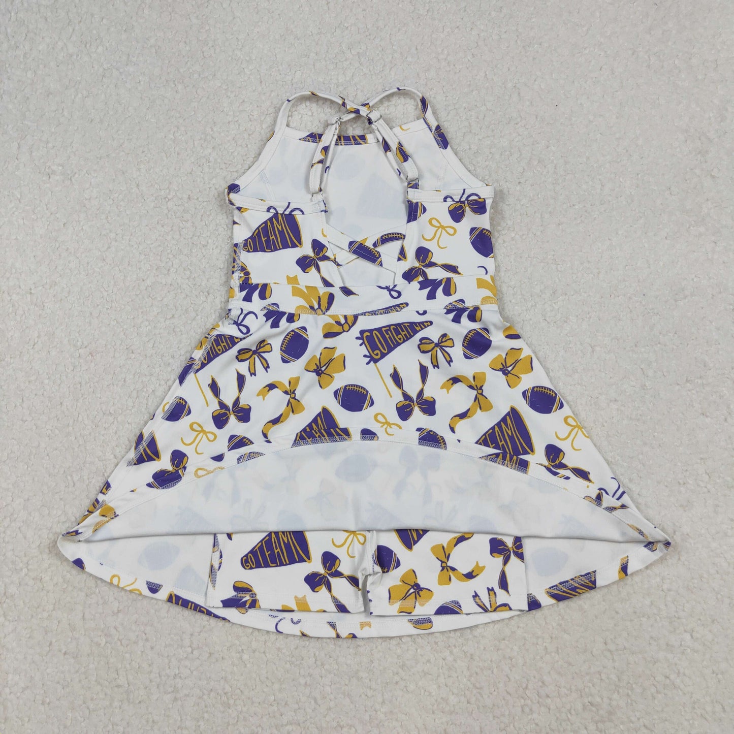 GSD2781 Baby Girls Strap Go Team Bows Plaid Shorts Team Yoga Active Knee Length Dress D 911