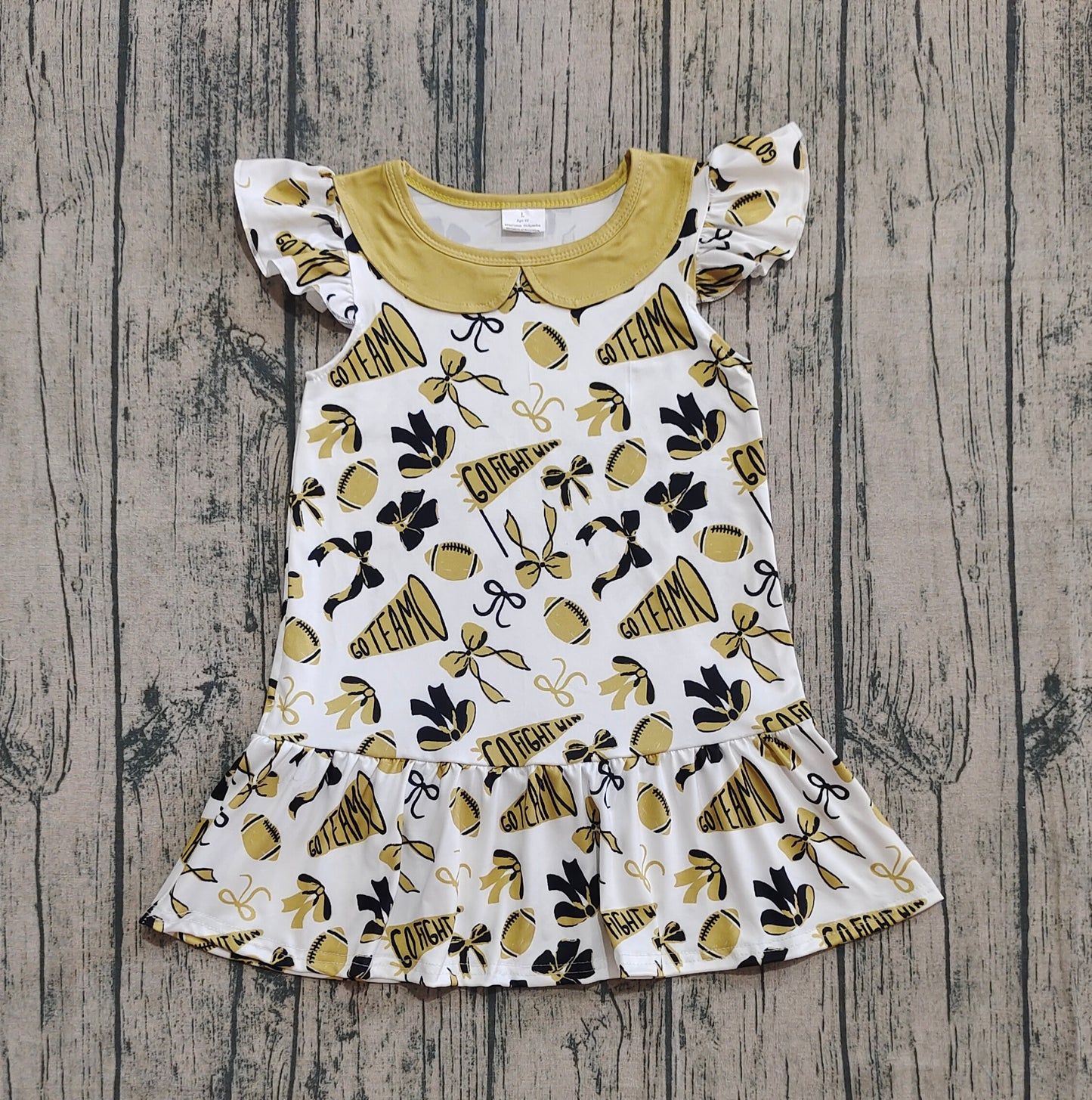 presale GSD2788 Baby Girls Yellow Cheer Bows Plaid Team Knee Length Dresses D 7.21