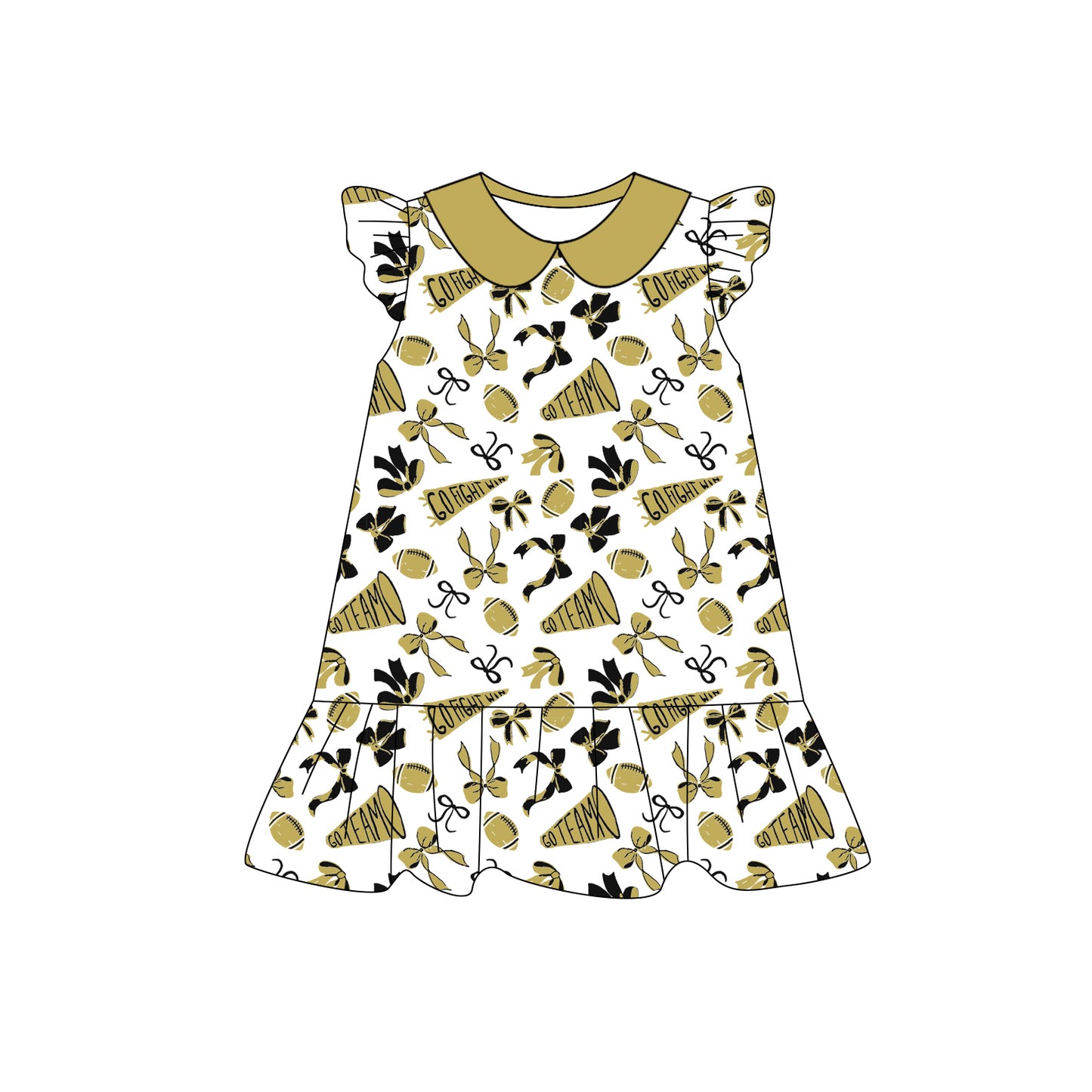 presale GSD2788 Baby Girls Yellow Cheer Bows Plaid Team Knee Length Dresses D 7.21