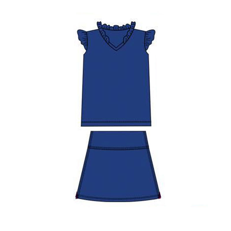 presale GSD3015 Baby Girls Navy Flutter Sleeve Shirts Top Skirts Shorts Yoga Clothes Sets D 1120