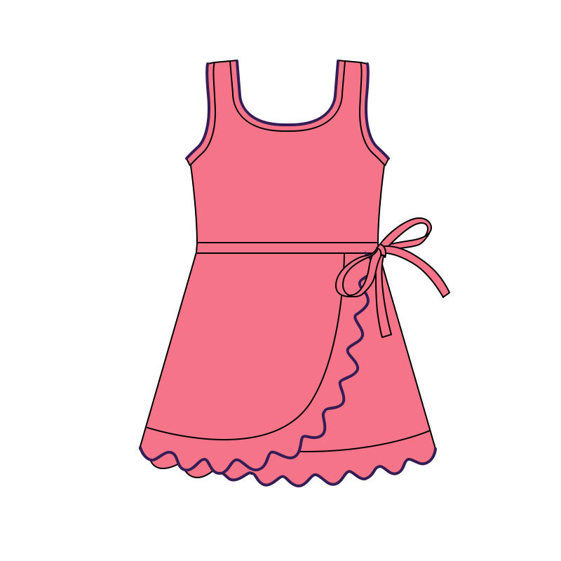 presale GSD3035 Baby Girls Hot Pink Sleeveless Yoga Shorts Ruffle Knee Length Dresses D 1125