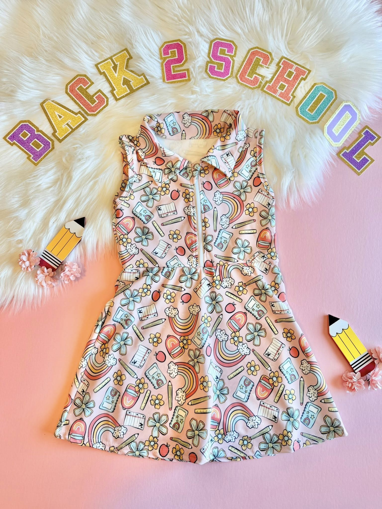 presale GSD3038 Baby Girls Pencil Books Back to School Yoga Shorts Knee Length Dresses D 1125