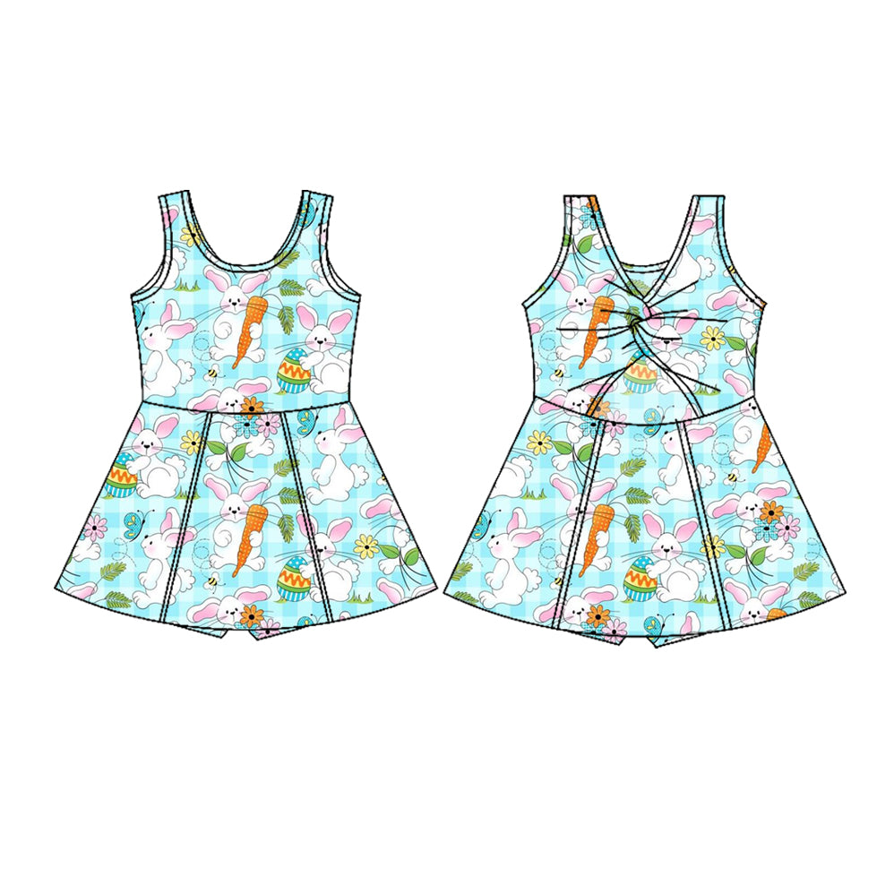 presale GSD3049 Baby Girls Sleeveless Rabbits Carrots Easter Yoga Shorts Knee Length Dresses D 1129