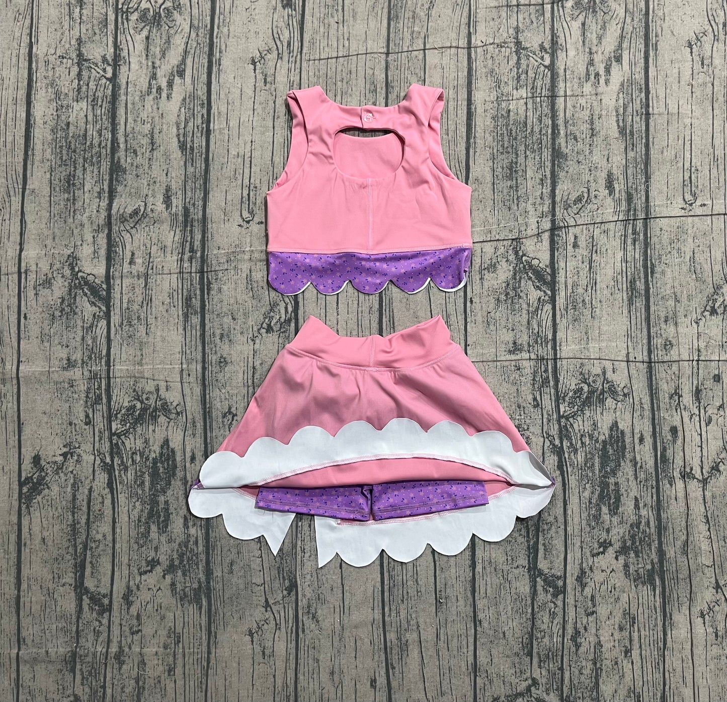 Pre-order Baby Girls Pink Sleeveless Vest Top Bows Skirt Shorts Yoga Clothes Sets