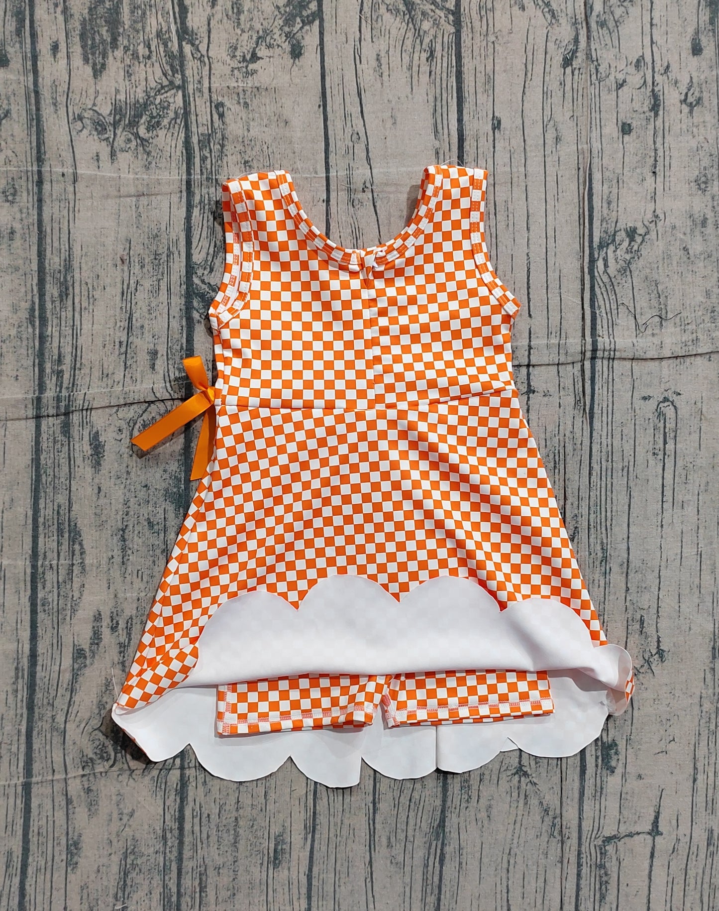 Pre-order Baby Girls Orange Checked Yoga Active Ruffle Shorts Knee Length Dresses