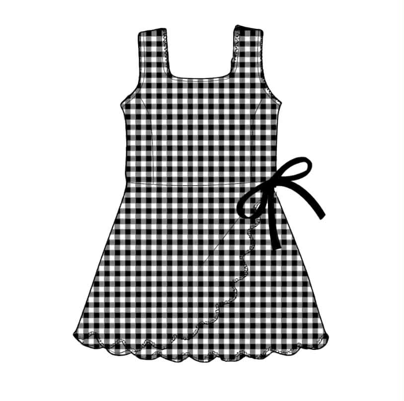 Pre order black gingham athletic skort dress