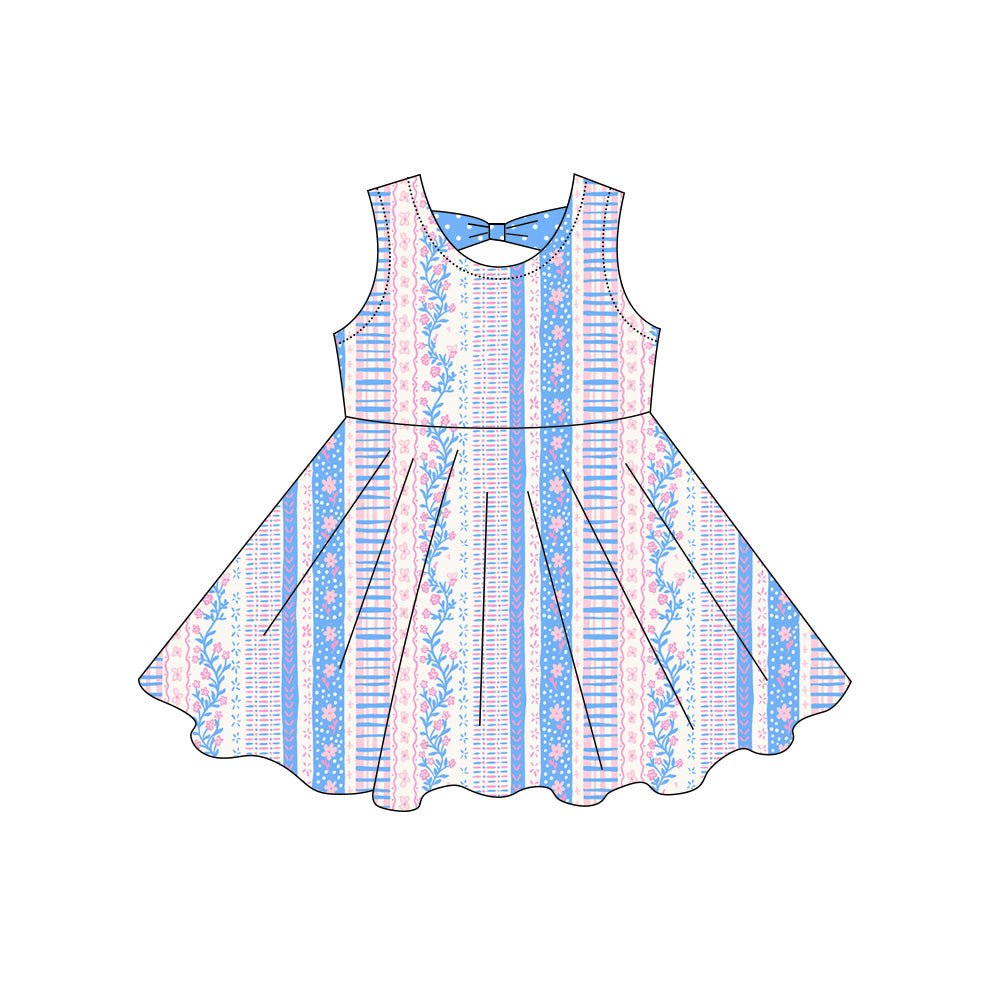 Pre order vertical stripe floral tank twirl dress