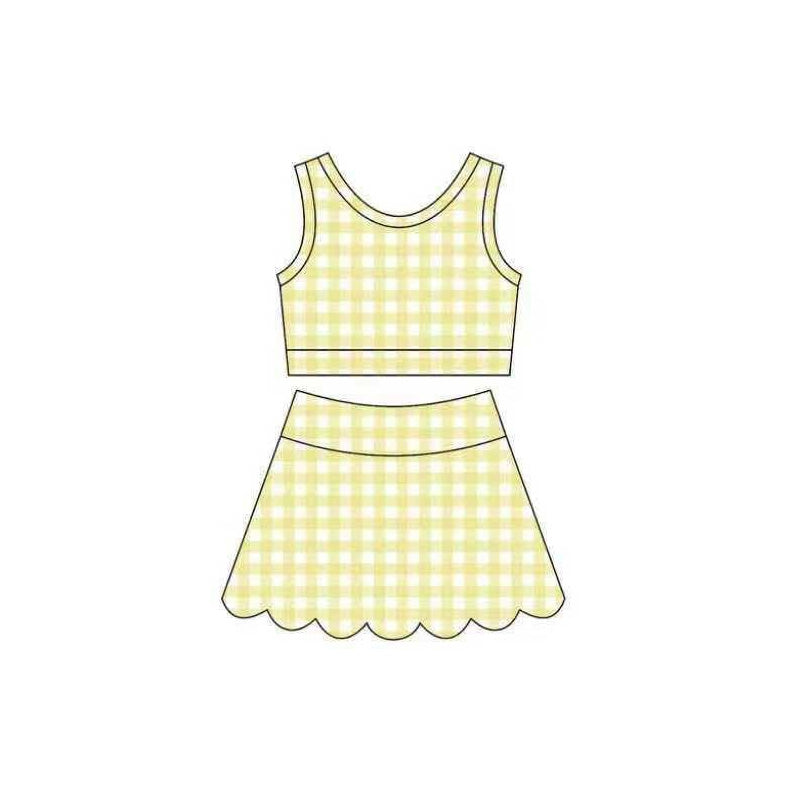 Pre order active gingham tank scallop skort set girls athletic outfit