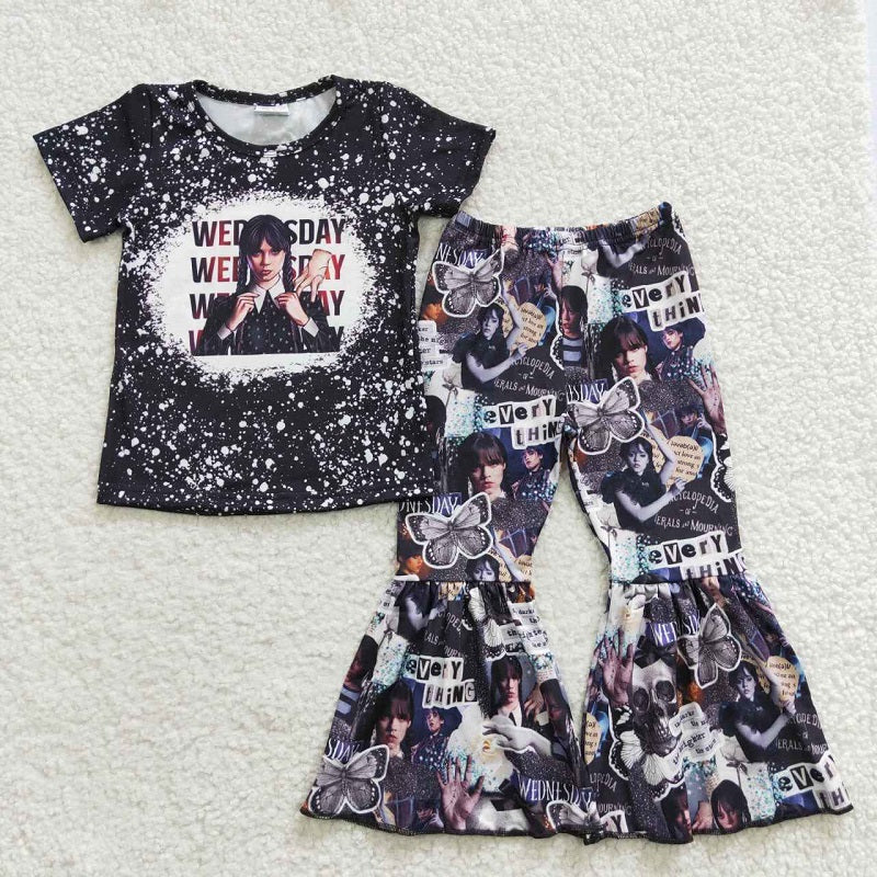 GSPO0586 Baby Girls Wed Black Short Sleeve Trouser Set