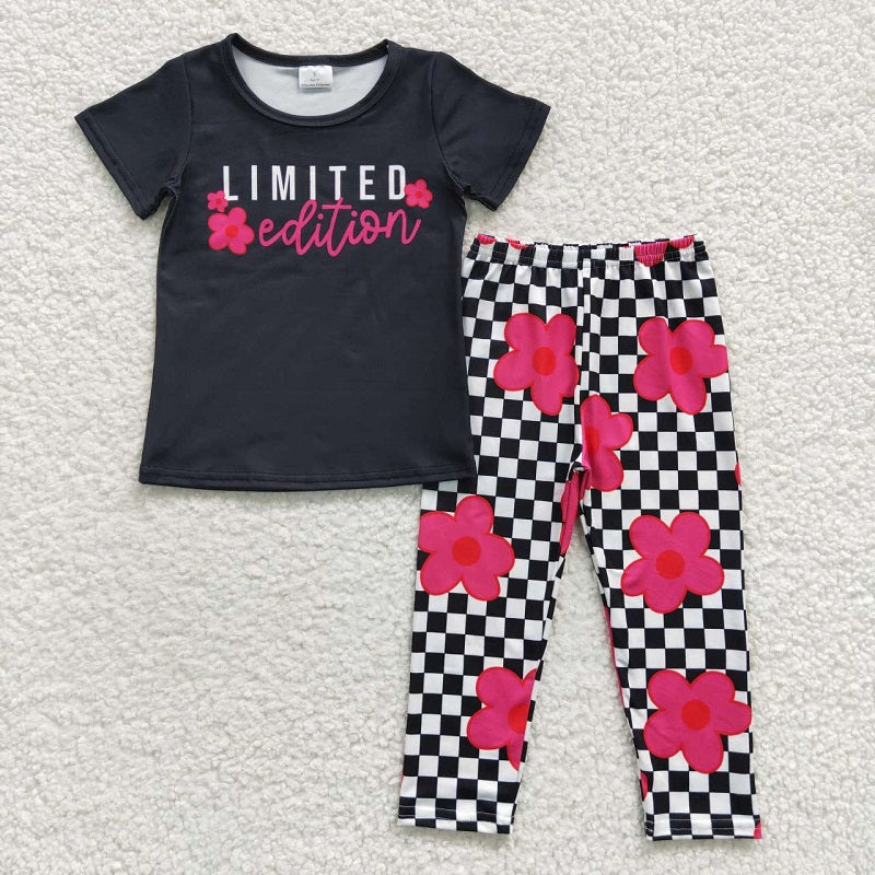 GSPO0619 LIMITED black short-sleeved plaid trouser suit