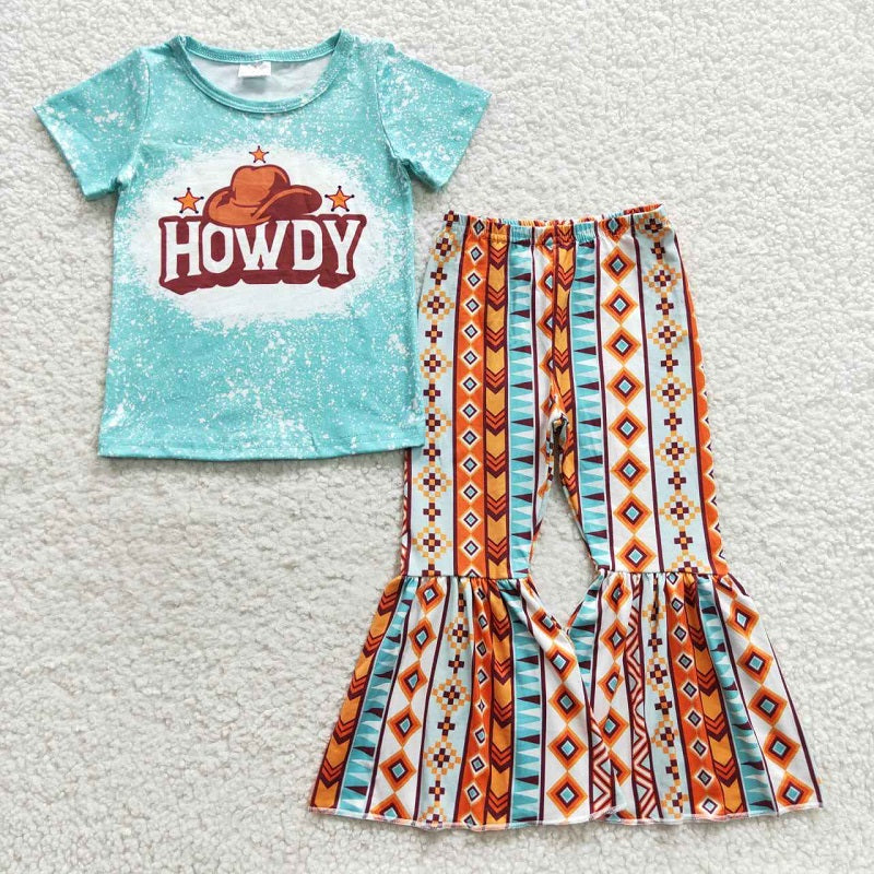 GSPO0735 Cowboy hat howdy short sleeve aztec graphic stripe trouser suit