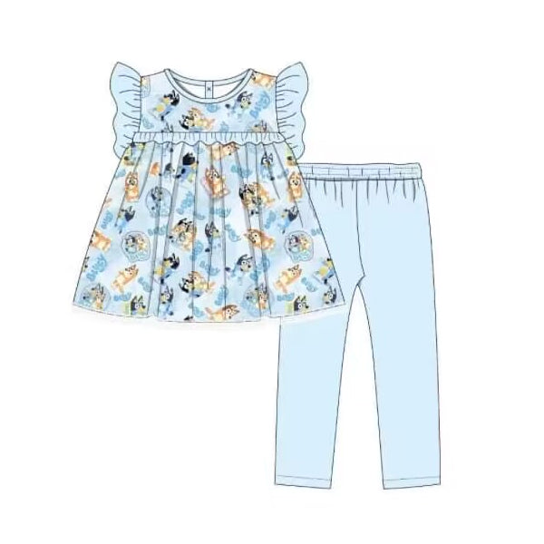 presale GSPO1520 Blue lace flying sleeve trousers suit