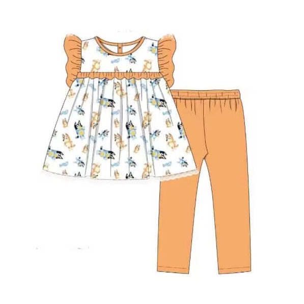 presale GSPO1522 Orange lace flying sleeve trousers suit