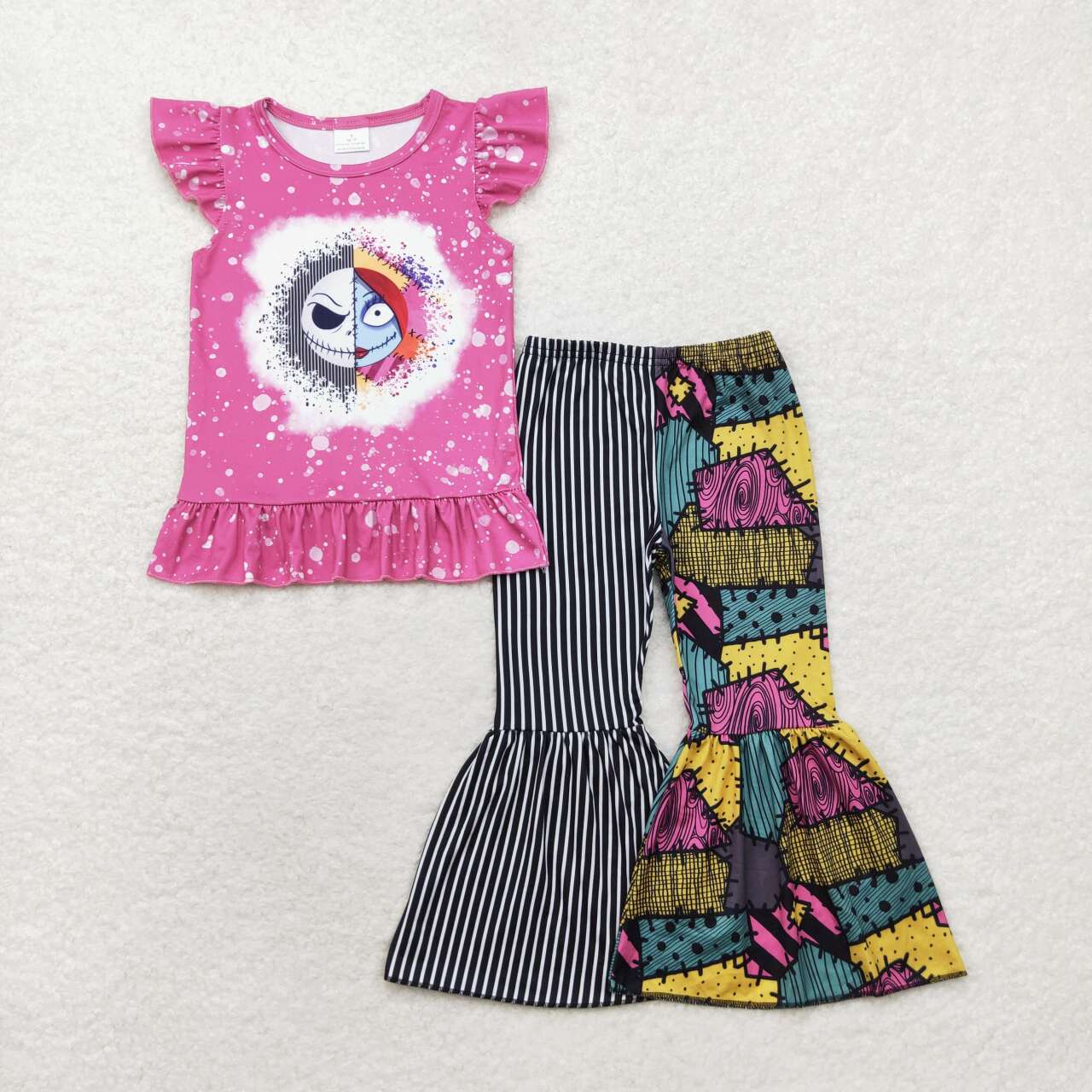 GSPO1628 The Nightmare Before Christmas purple flying sleeve striped patchwork trousers suit