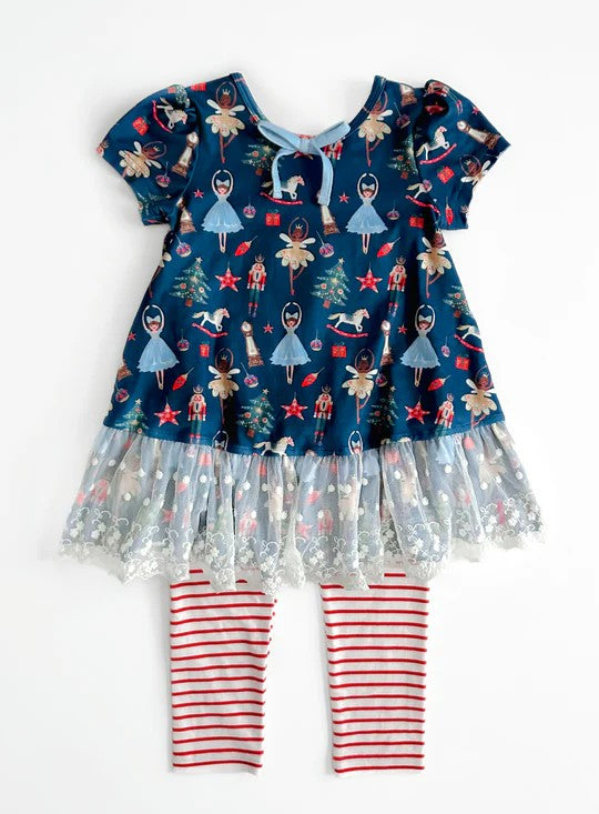 presale GSPO1681 Christmas lace navy blue short-sleeved trousers suit 2024 7.20