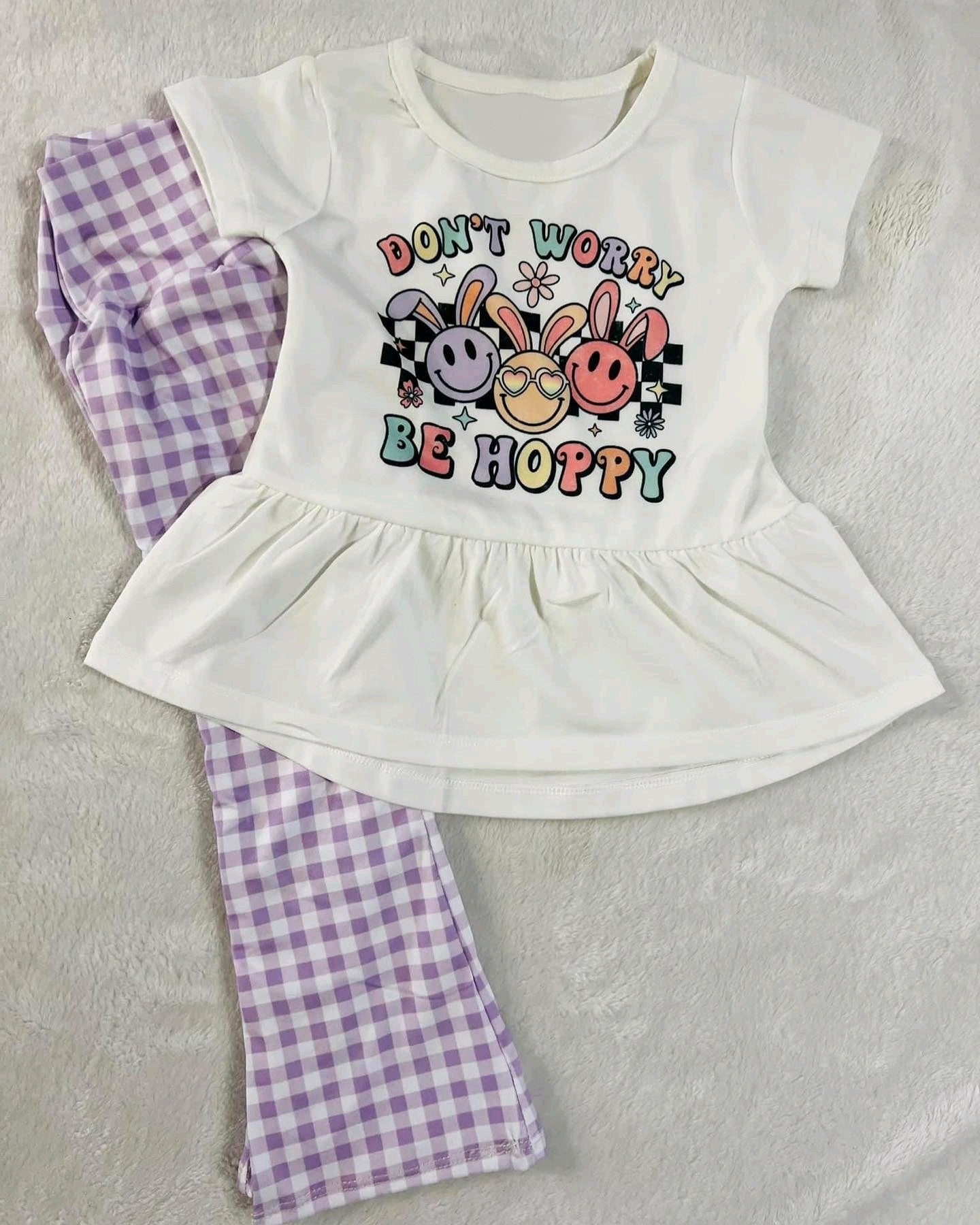 presale GSPO1742 Bunny White Short Sleeve Purple Plaid Trousers Suit 2024 10.8