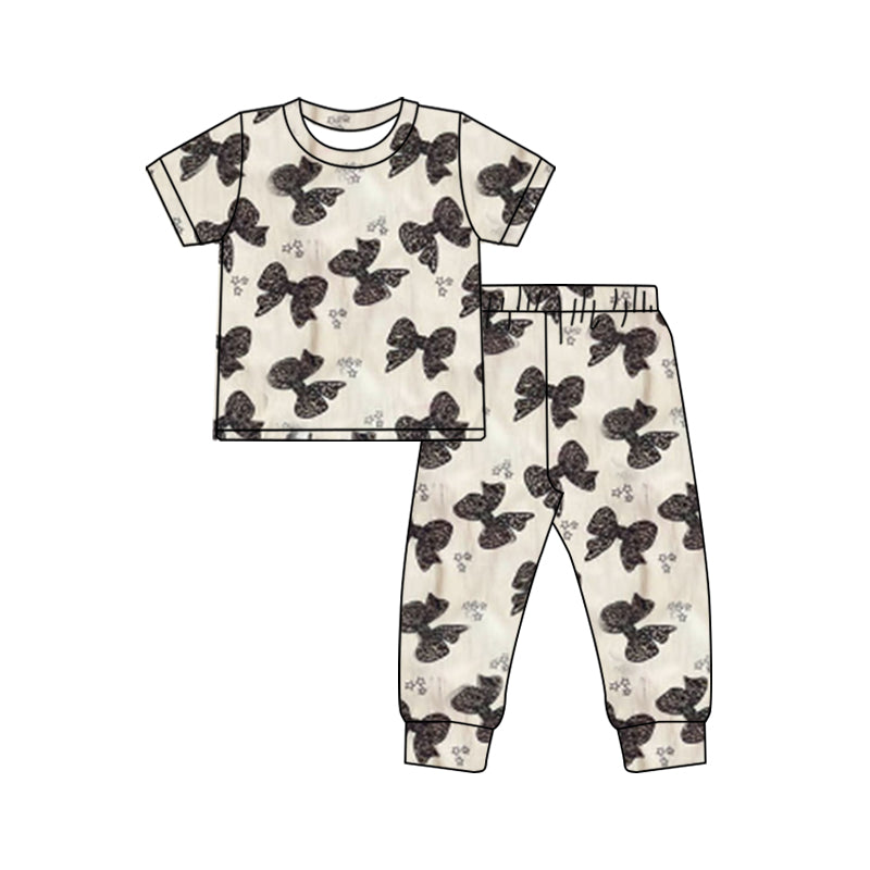 presale GSPO1754 Camouflage Bow Pattern Short Sleeve Long Pants Pajama Set 2024 10.10