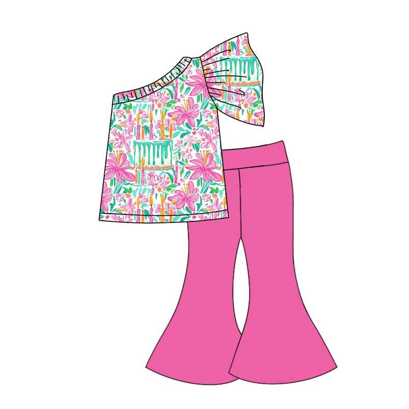 presale GSPO1778 Flower Leaf Birthday Cake Candle One Shoulder Sleeve Rose Red Trousers Suit 2024 10.18