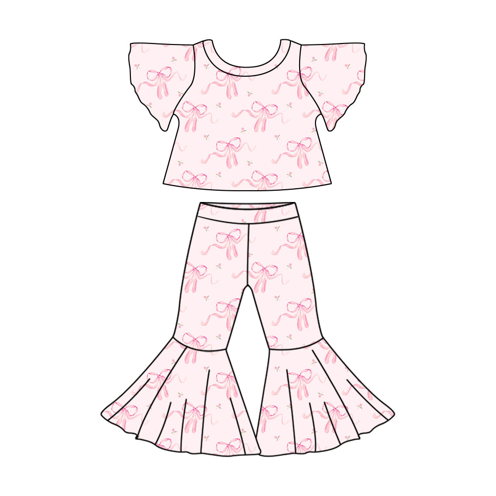 presale GSPO1827 Pink floral bow pattern long sleeve trousers suit 2024 .11.9