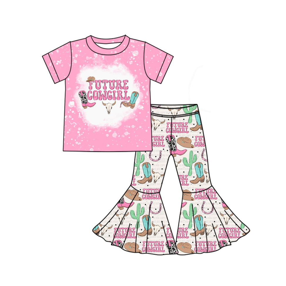 presale GSPO1855 Alpine Bullhead Cactus Boots Pink Short Sleeve Long Pants Pajama Set 2024 11.27
