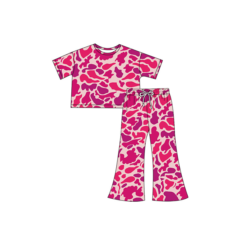presale GSPO1899 Fuchsia Camouflage Short Sleeve Pants Set 2024 12.7