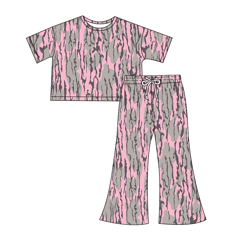 presale GSPO1913 Adult female pink grey camouflage short sleeve trousers suit 2024 12.7