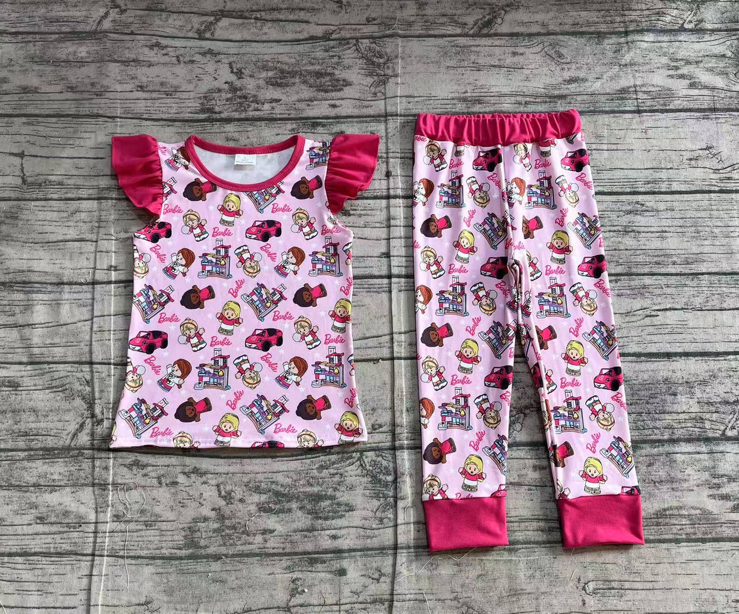 GSPO1996 Baby Girls Doll Pink Top Pants Pajamas Clothes Sets D 3.17