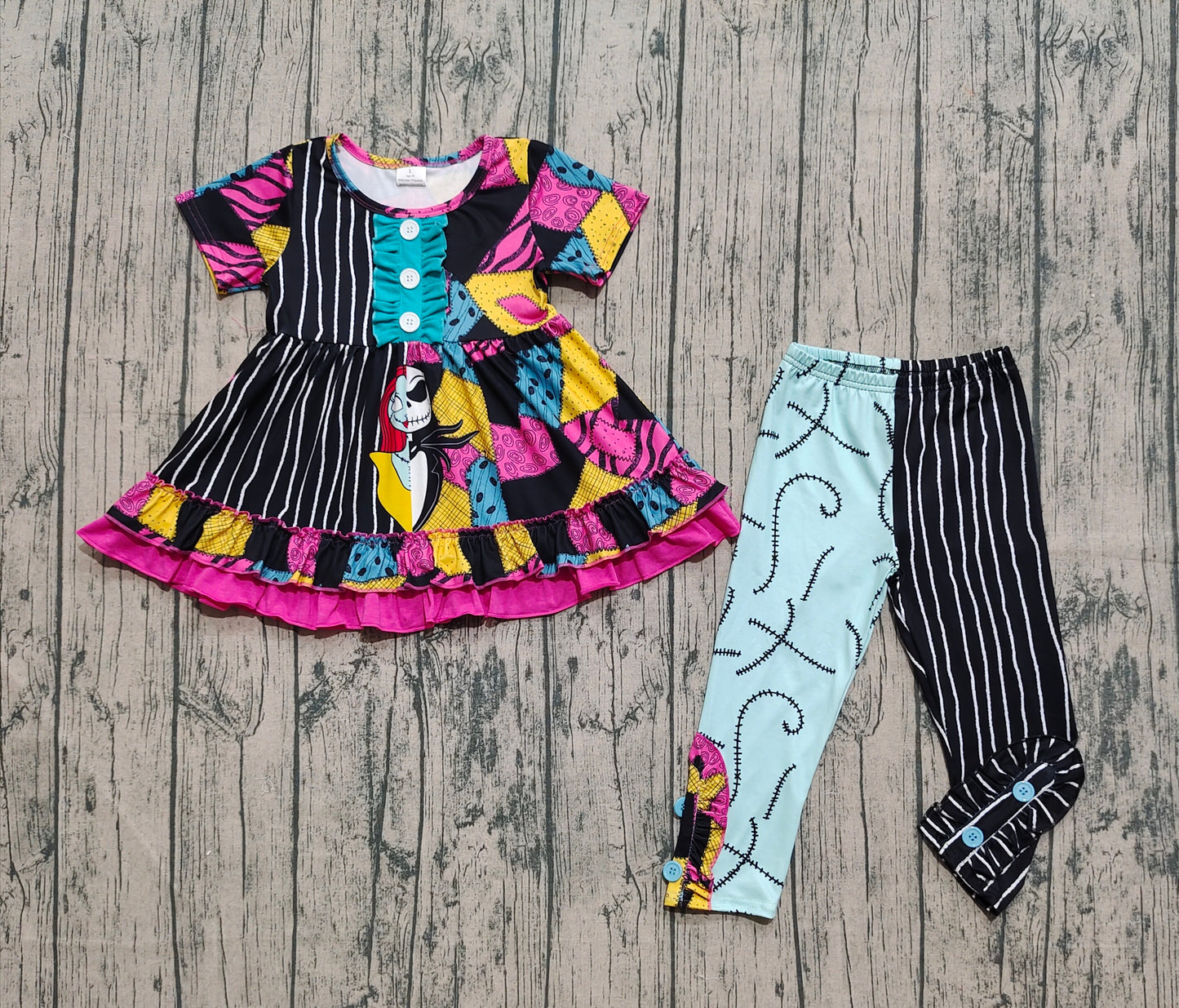 GSPO2056 Baby Girls Cartoon Ghost Tunic Stripes Leggings Halloween Set D 820