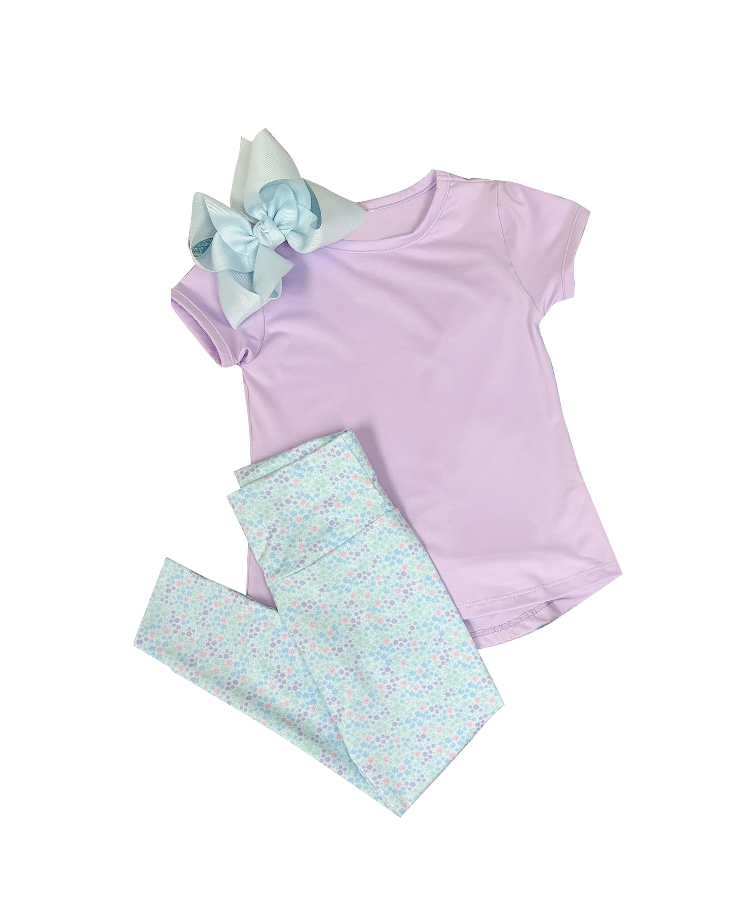 presale GSPO2067 Baby Girls Lavender Short Sleeve Top Legging Pant Yoga Set D 902