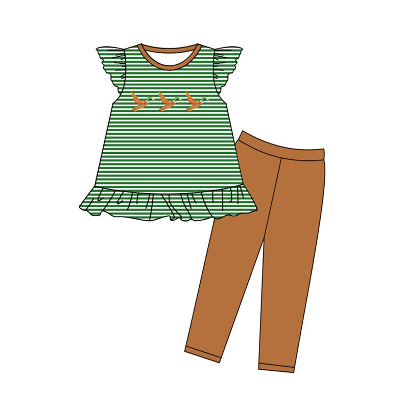 presale GSPO2139 Baby Girls Stripe Ducks Tunic Leggings Clothes Sets D 1029