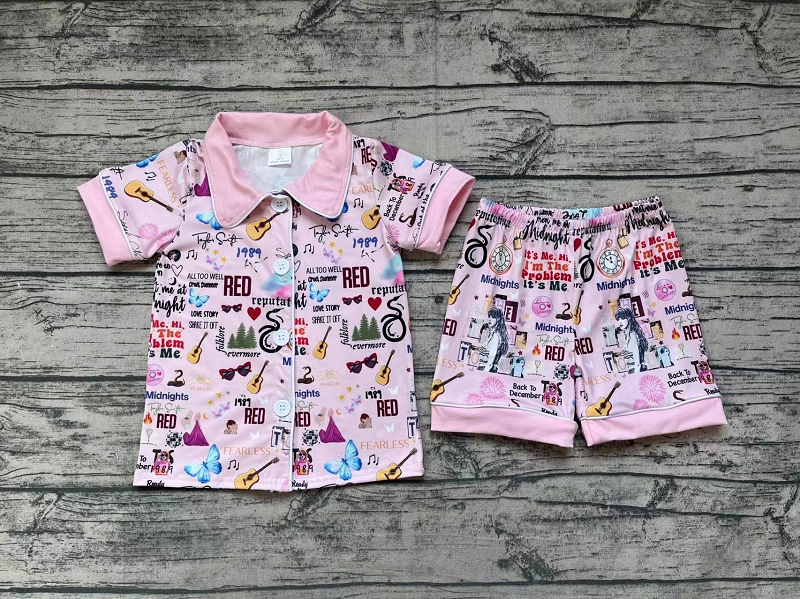 GSSO0578 1989 Pink Short Sleeve Shorts Suit