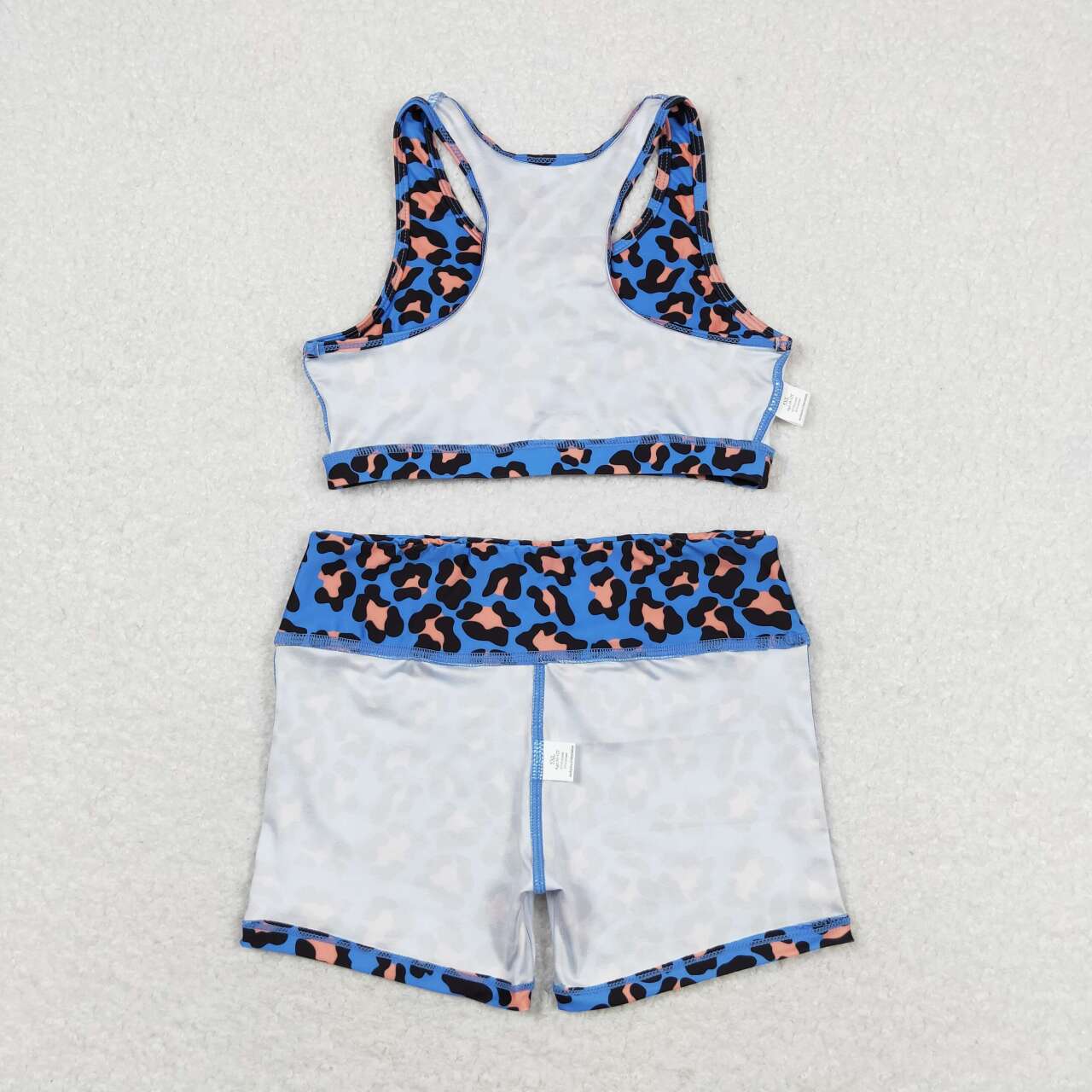 GSSO0901 Blue and Orange Leopard Print Sleeveless Shorts Set
