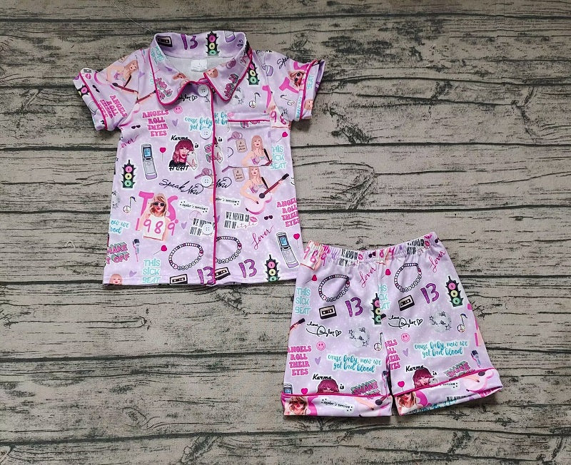 GSSO0931 1989 Adult women's purple short-sleeved shorts pajama set