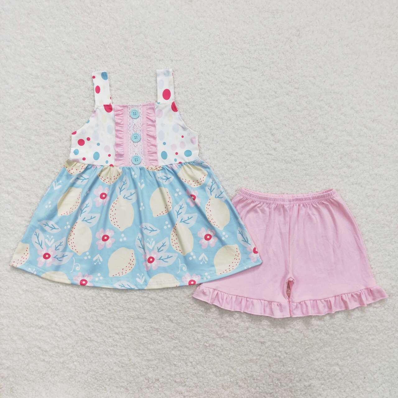 GSSO1133 Lemon Blossom Sleeveless Pink Shorts Set D 6.2