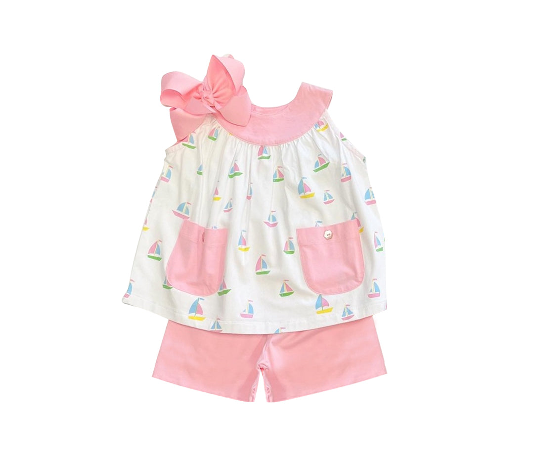 presale GSSO1260 Sailing Pink Pocket Sleeveless Shorts Set